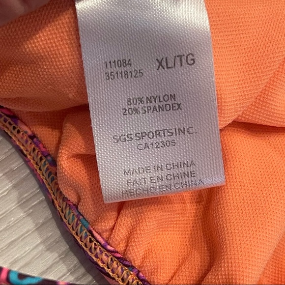 Eidon Orange and Pink Triangle Crisscross Lace Through Straps Bikini Swim Top - Picture 5 of 9